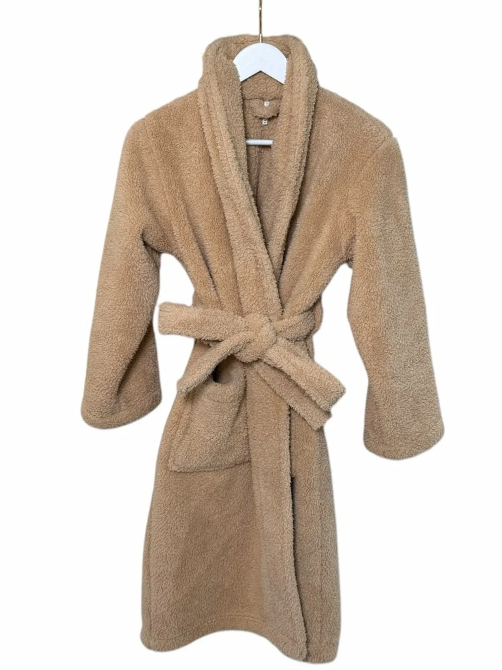 Pottery Barn Plush Cozy Comfort Robe in Beige/Camel- S